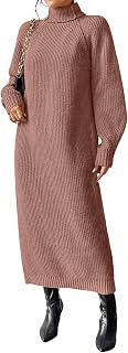 FUPODD Knitted Dress Women's Winter Long Jumper Dress Elegant Winter Dress Warm Women's Dresses Long Sleeve Knitted Dresses Women Chic Pullover Dress Comfortable Winter Dresses Long Jumper Dress