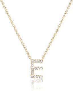 PAVOI Initial Necklace for Women, 14K Gold Plated Cubic Zirconia Pendant