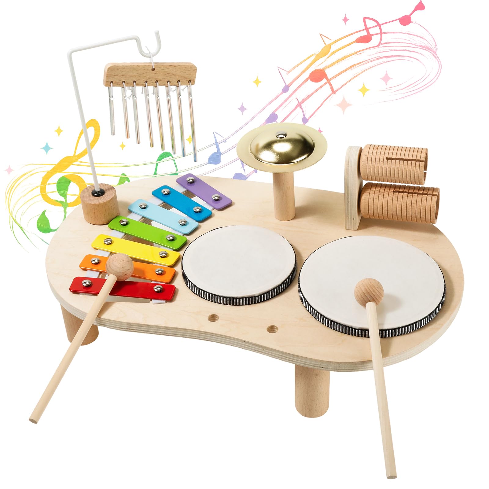 Wooden Baby Musical Instrument, Toddler Toy Drum Xylophone Set | Rhythm Toys, Ki