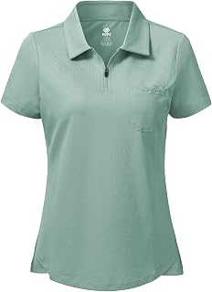 MoFiz Women's Polo Shirt Short Sleeve Golf Poloshirt Cotton Work Shirt Breathable Sport Top