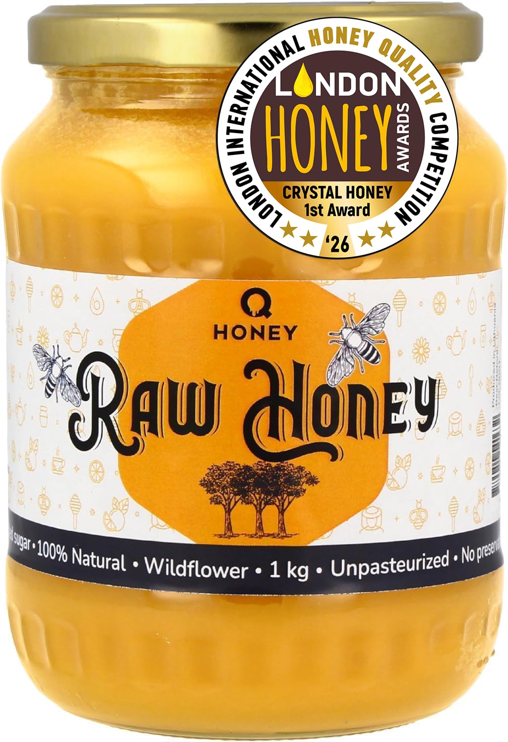 Q Honey Raw Wildflower Honey 1KG, Unfiltered & Unpasteurised, Award-Winning | Un