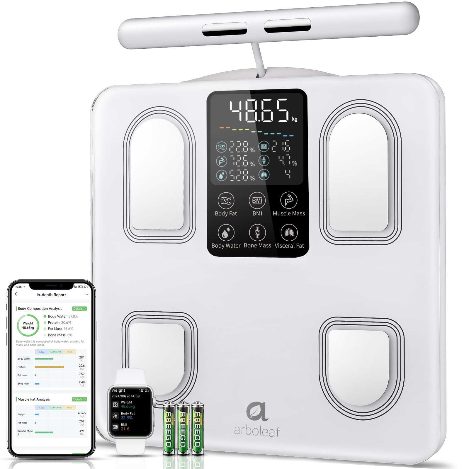 arboleaf Bathroom Scales with Manual Sensors and Large LED Display