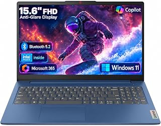 Lenovo Business 15.6" FHD Laptop, Intel Processor, 8GB DDR5, 128GB Storage | 1TB Cloud Storage, Office 365, Copilot AI, WiFi 6, USB-C, Anti-Glare Screen, Long Battery Life, Windows 11, Abyss Blue