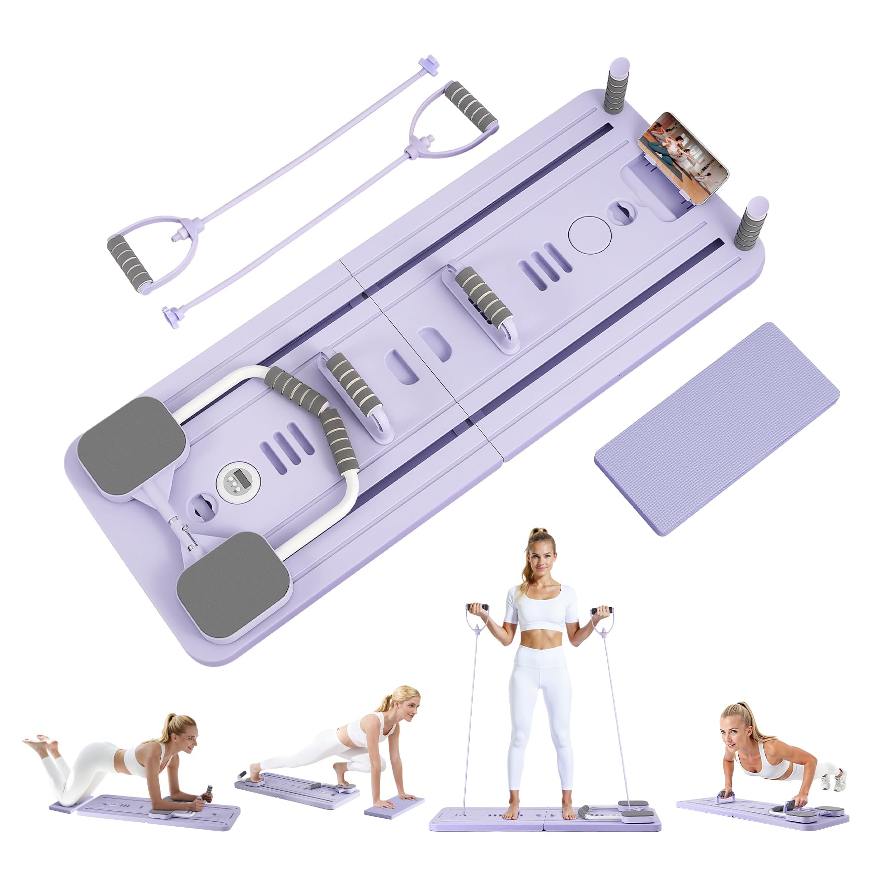 Mustry Pilates Reformer Machine for Home Gym, Multifunctional Pilates Board with