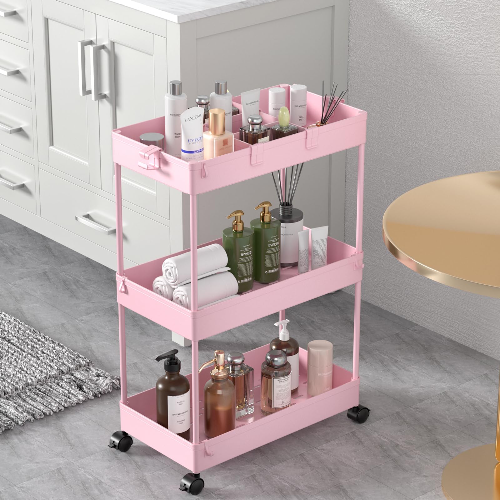 SPACELEAD 3 Tier Rolling Cart with Wheels, Storage Craft Art Trolley Organizer S