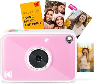 Kodak Printomatic+ Instant Digital Camera Zinc Photo Paper 2x3 (5.1x7.5cm) 10MP RGB LED Prints Colour Photos Pink