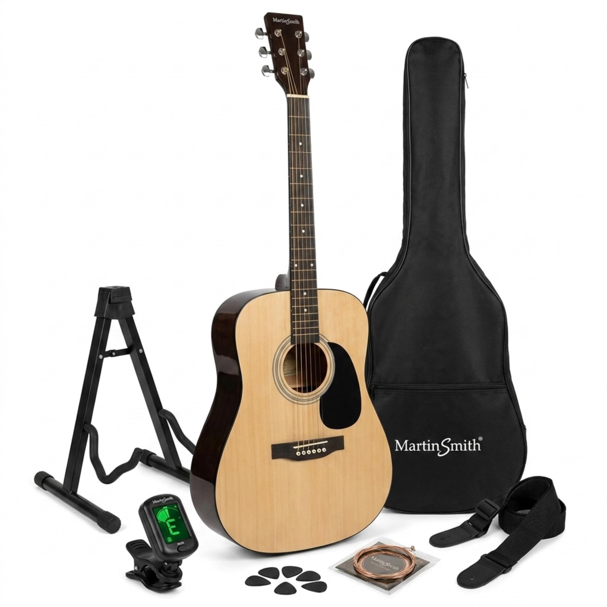 Martin Smith Acoustic Guitar Set with Stand, Tuner and Bag