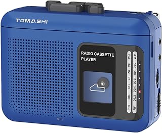TOMASHI Portable Cassette Tape Player and Recorder with AM/FM Radio | Built-in speaker & mic, cassette recording, headphone & external mic jacks, USB or 2 AA battery power, classic retro design