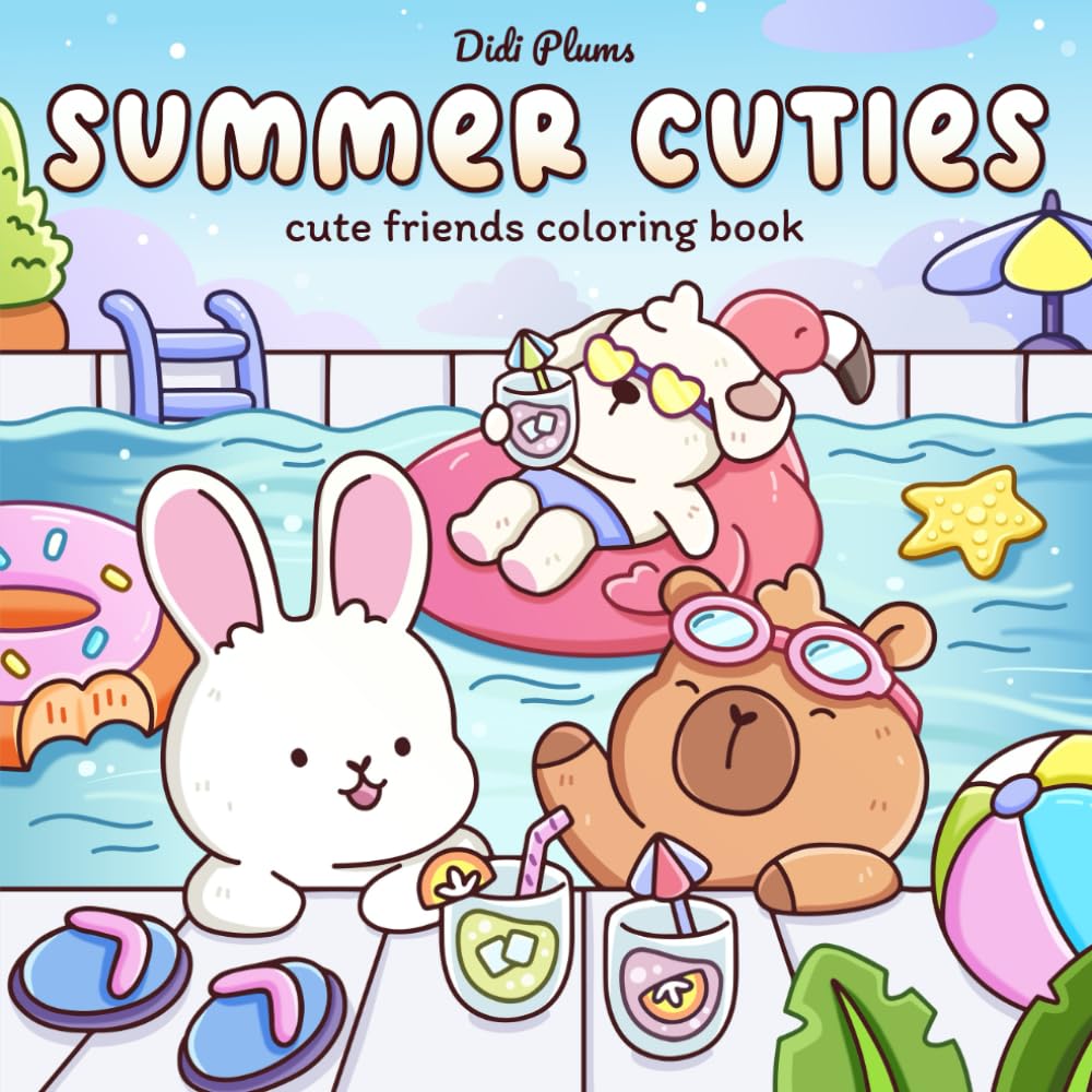 Summer Cuties: Cute Coloring Book for Adults & Teens Featuring Adorable Animal F