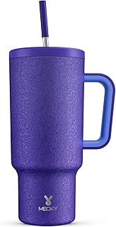 Meoky 1.2L Insulated Tumbler with Handle, Leak-Proof Lid and Straw, Stainless Steel Coffee Mug for Travel, Keep Cold for 34 Hours or Hot for 10 Hours