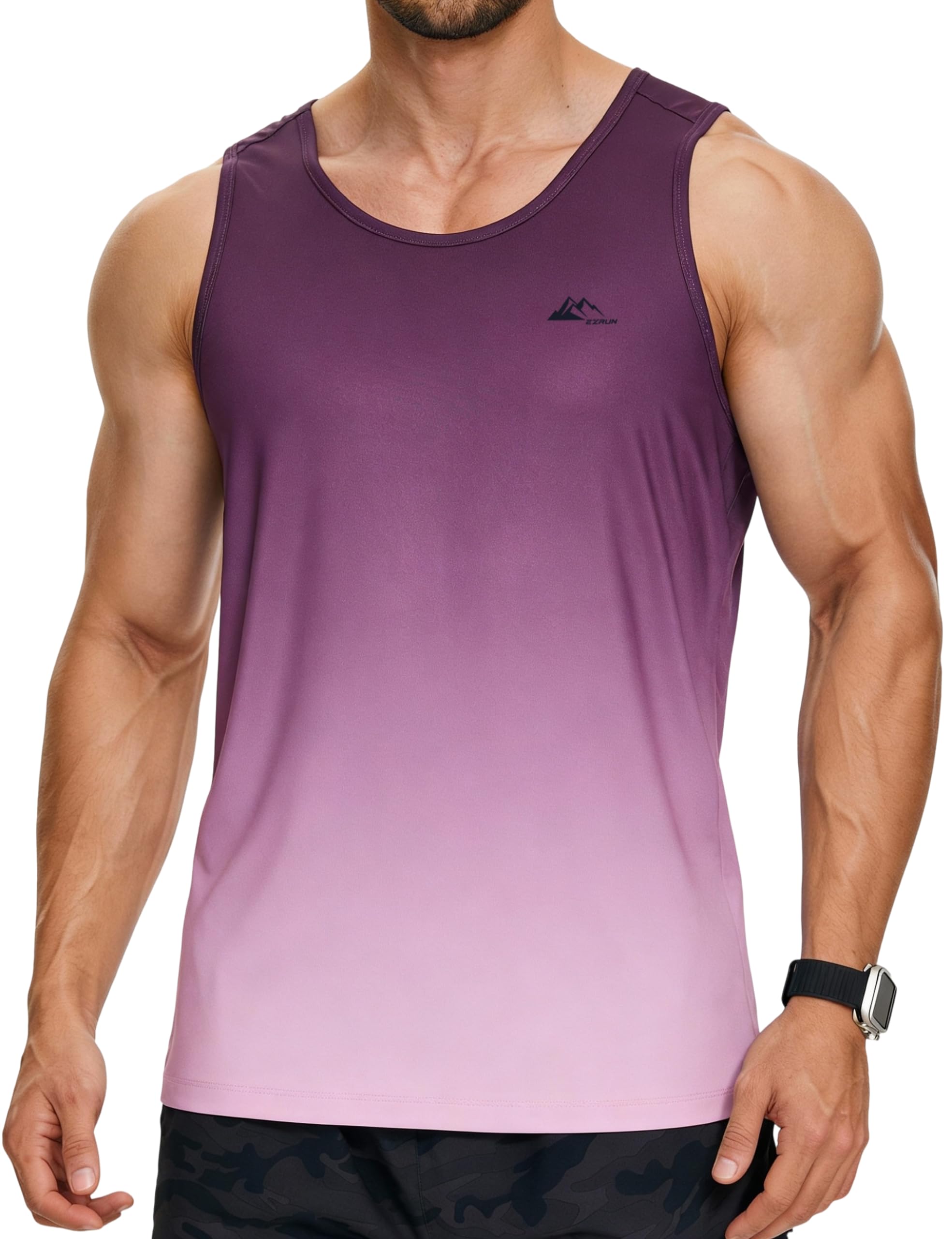 EZRUN Men's Quick Dry Tank Top UPF 50+ Summer Workout Muscle Sleeveless Shirts f