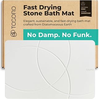 TOSORO - Stone Bath Mat, Diatomaceous Earth Non Slip Stone Shower Mat - Quick Drying Absorbent Bath Mat - Stylish and Modern Design, Easy to Clean (23.5 x