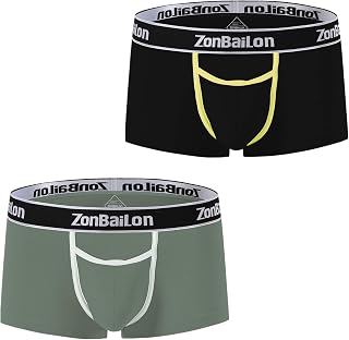 ZONBAILON Bamboo Men's Underwear Comfy Boxer Briefs for Men Pouch Horizontal Fly