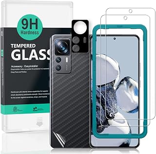 Ibywind Compatible with Xiaomi 12T Pro 5G Glass Film, 2 Piece Protective Film with Guide Frame, Lens Cover (1), Back Sheet (1), Scratch Resistant, Shock Resistant, 9H Tempered Glass Film [Smooth Touch] [Bubble Free] [Fingerprint Identification Supported] Ultra Easy Application