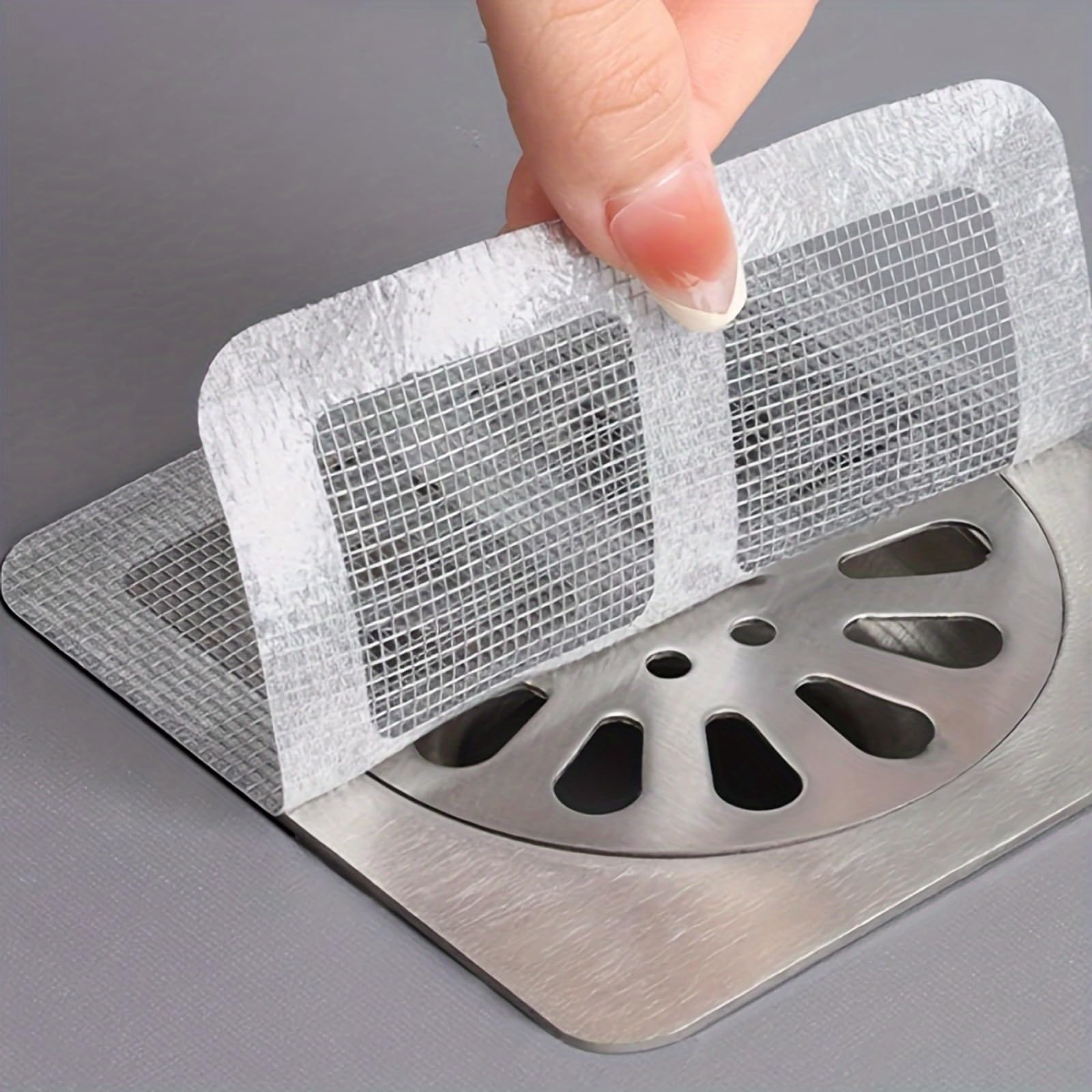 Disposable Sink Strainers - 4x4 Inch Adhesive Mesh Lid Stops Stoppers in Bathtub