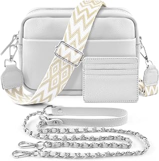 BROTOU Crossbody Bag for Women, Leather Handbag & Shoulder Bag with Adjustable Wide Strap, Chain Strap & 3-Slot Card Holder, Camera Cross Body Bag for Lady Girl Shopping Daily Use
