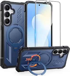 FNTCASE for Samsung Galaxy S25-FE Case with 360 Spin Magnetic Kickstand