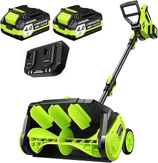 Litekon 40V Brushless Cordless Snow Shovel, 15-Inch Electric Snow Blower with 2X 4.0Ah Batteries & Charger, Battery-Powered Snow Removal with 30FT Throw Distance for Patio, Deck, Driveway,Green