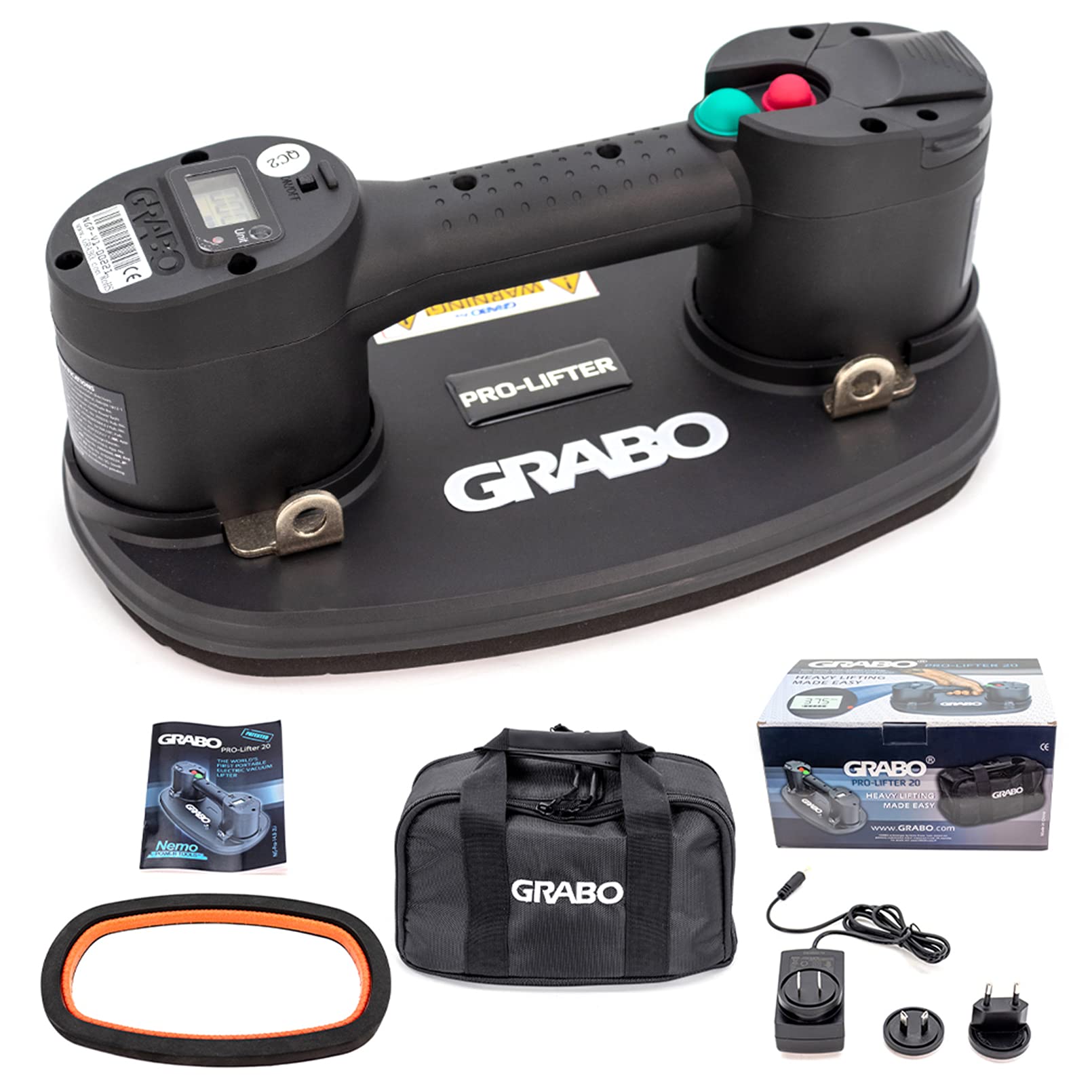 Grabo Pro Electric Vacuum Suction Cup Lifter with Automatic Turn On/Off Pump Fun