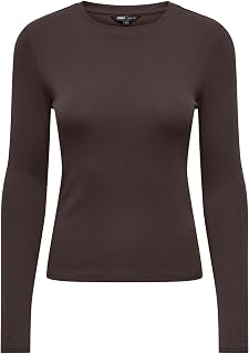 ONLY Women's Onlriley O-Neck L/S Top JRS Noos Basic Top with O-Neck and Long Sleeves for Young Women (Pack of 1)
