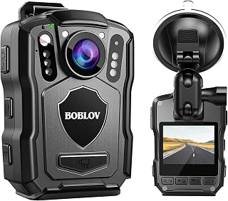 BOBLOV M5 2K Body Camera with 64GB, 4200mAh for 12 Hours, IP67 Waterproof | Police Body Cam, audio/video capture, night vision, 2M anti-drop and use for law enforcement, driving and security