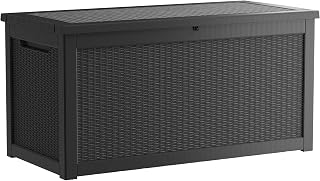 Yardgrace 380 Gallon Outdoor Storage Box, Extra Large Waterproof Resin Deck Box with Lockable Lid Storage Bin for Patio Furniture Cushion, Garden Tools, Pool Accessories, UV-Resistant Outside, Black