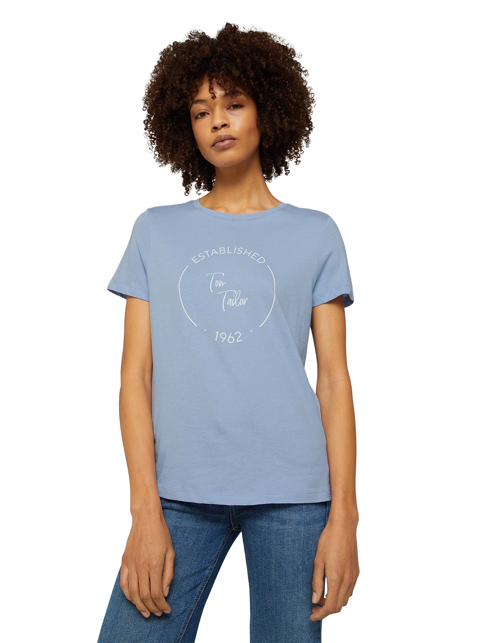 TOM TAILOR Women's 1032050 Basic T-Shirt with Print (Pack of 1)