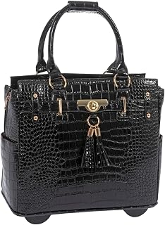 JKM & Company Rolling Laptop Bag for Women | Designer Wheeled Briefcase | Fits 13-17" Laptops | Office Travel Computer Case