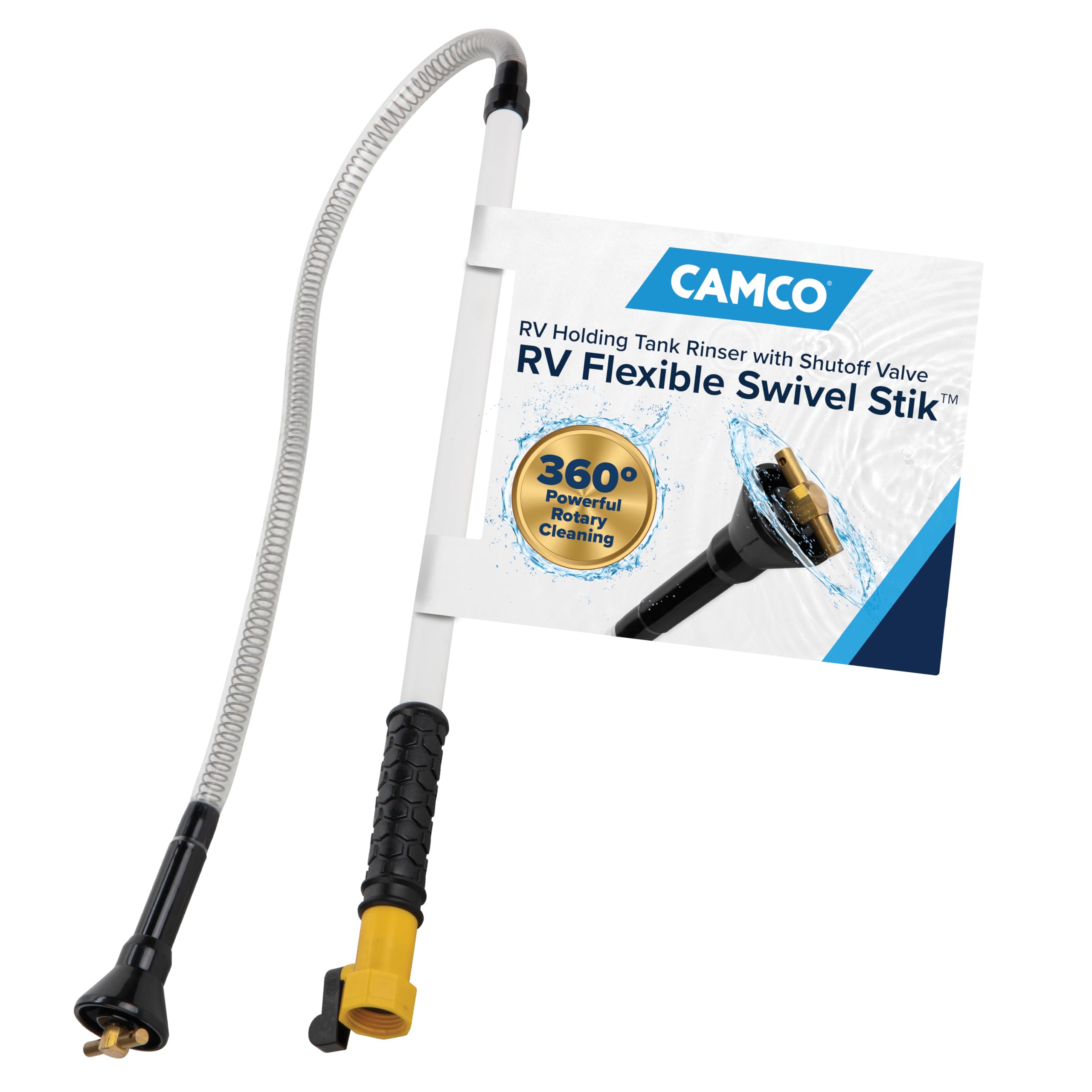 Camco RV Swivel Stik Tank Rinser- w/Powerful Rotary Cleaning &amp; 34-In Reach |