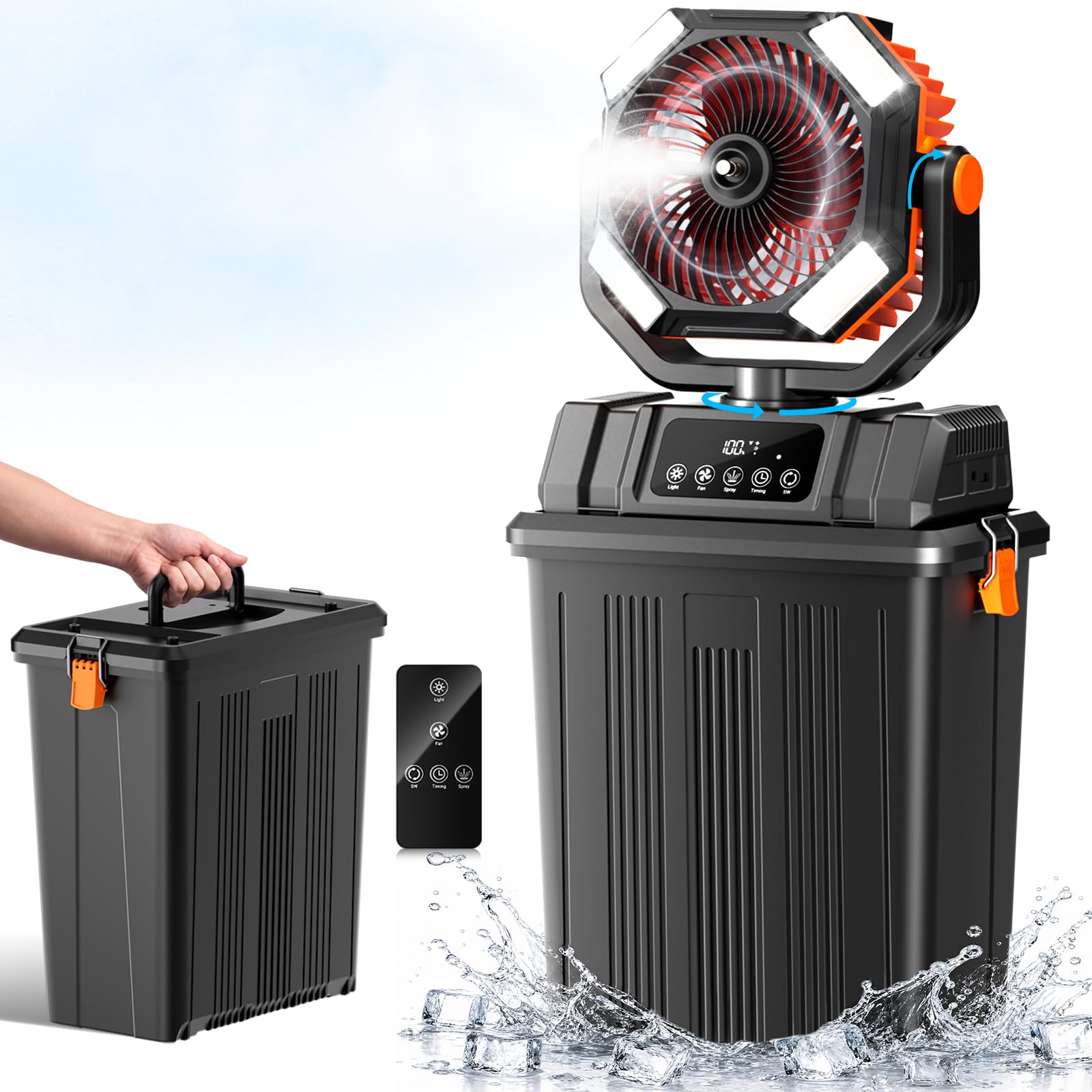 Etholzon 40000mAh Misting Fans for Outside, 15L Large Tank Portable Misting Fan,