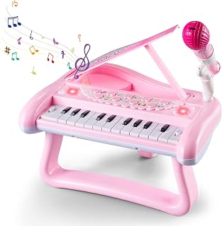 Baby Piano Girls Toy First Birthday Gifts for 1 2 3 Years Old Toddler Keyboard for Kids 12-18 months Musical Instruments with Microphone