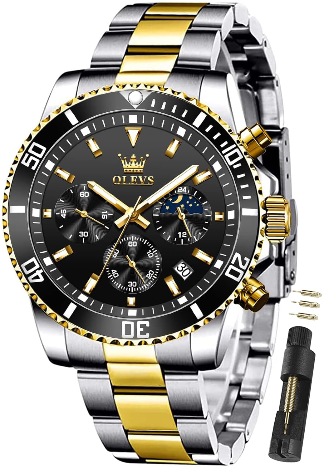 OLEVS Orologi per gli Uomini Classico con Data Business Dress Luxury Big Face Ve