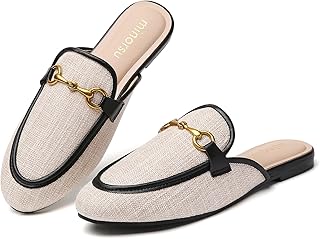 Minorsu Buckle Mules for Women Flats Loafers Shoes for Work Office Business