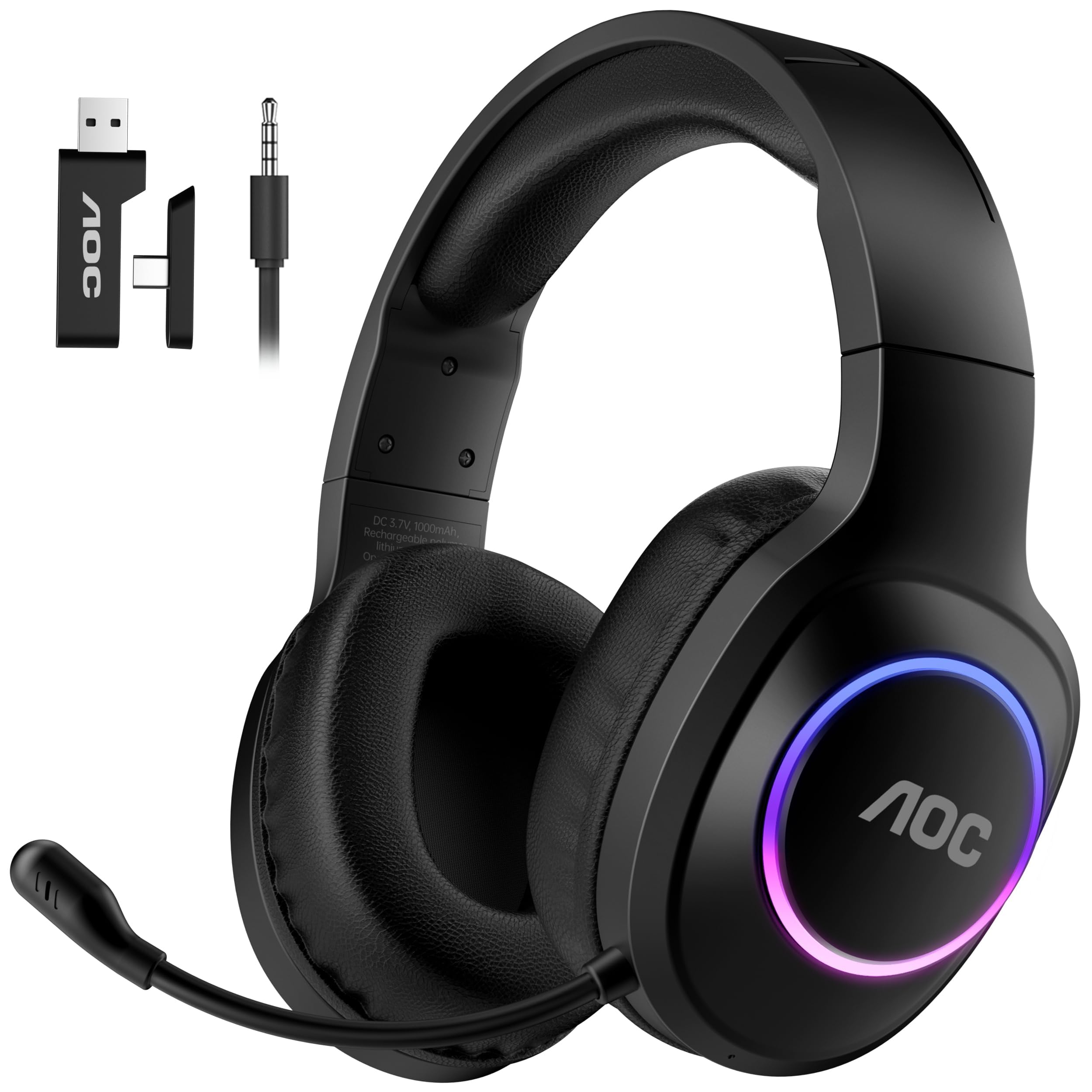 AOC Wireless Gaming Headset for PS5, PS4, Nintendo Switch, PC- Black | Bluetooth