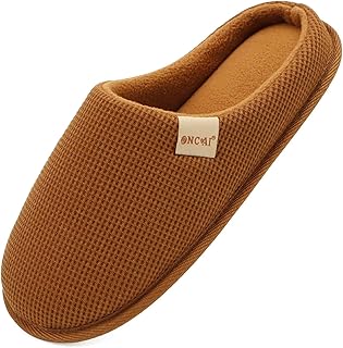 ONCAI Women's House Slippers, Cushion Memory Foam Waffle Upper Home Comfortable Warm Winter Cozy Soft Lightweight Indoor Best House Shoes Non-slip Rubber Sole US Size 5-11