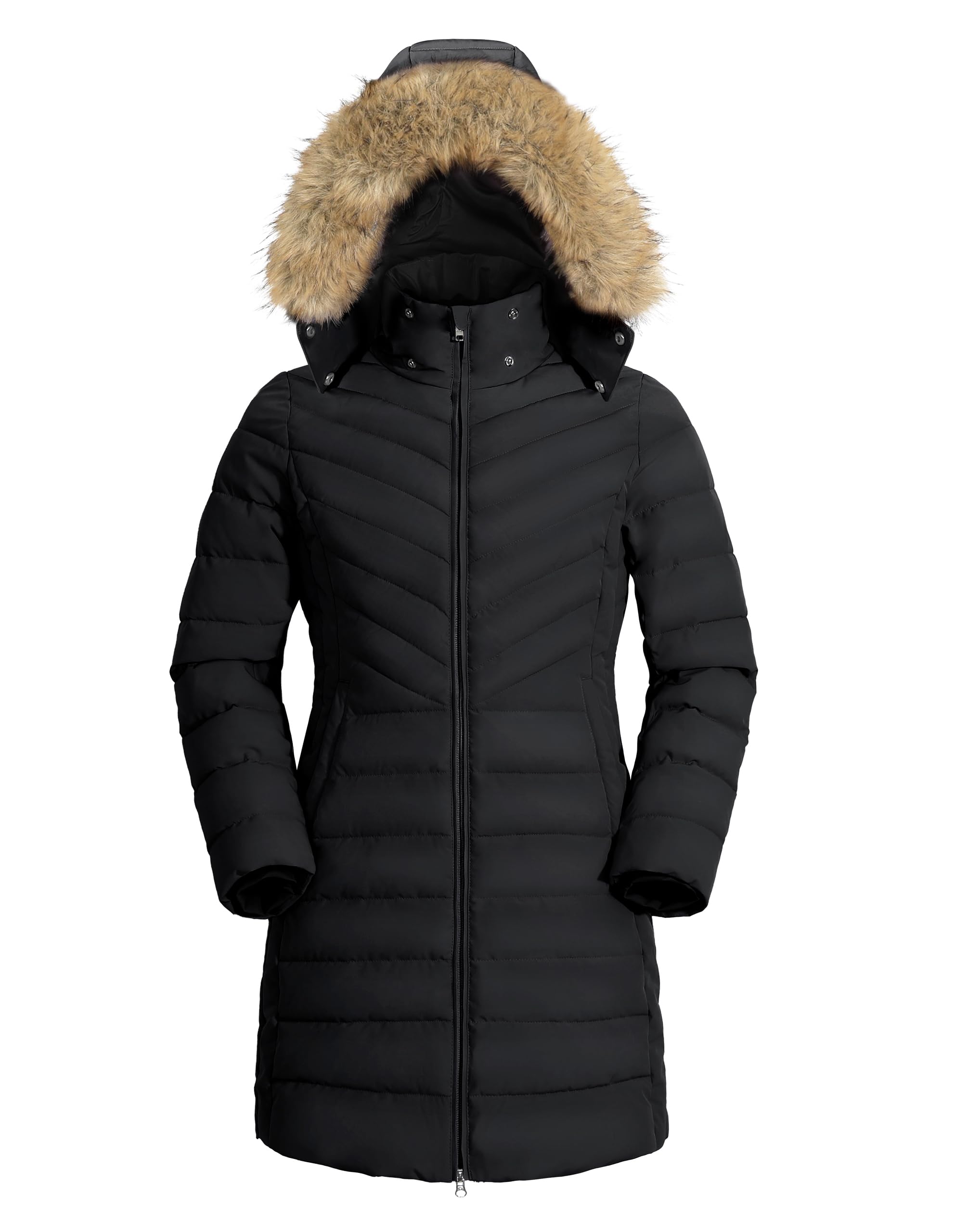 Pioneer Camp Women's Winter Coats Long Padded Waterproof Jacket with Removable F