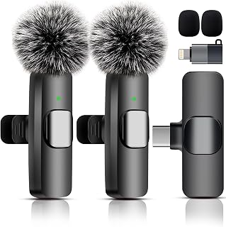 Wireless Lavalier Microphone for iPhone, iPad & Android Phone | Mini microphone with Noise Reduction for Video Recording,Vlogging,TikTok,YouTube,Plug & Play Clip-on,for Content Creators