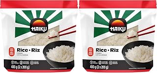 Haiku Pre Cooked Rice | Instant Steamed White Rice | Microwave Ready in 2 to 3 Minutes | Vegan Gluten Free | Side Dish for Stir Fry Rice Bowls & Meals | 300g (Pack of 2)