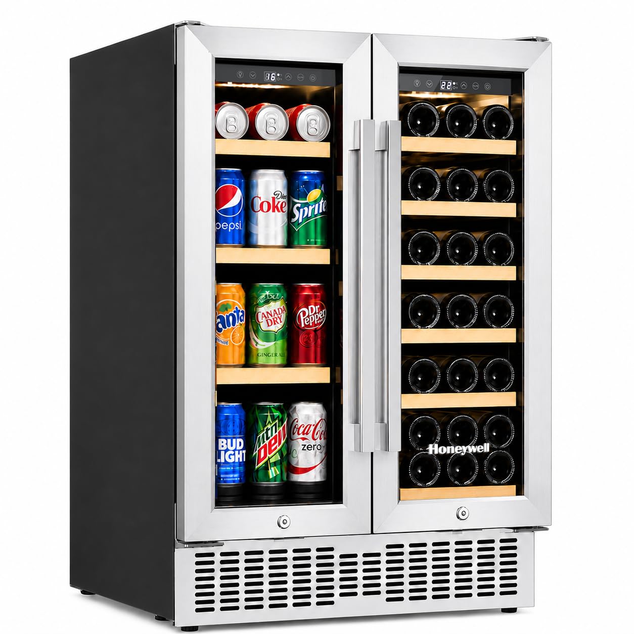 Honeywell 24 Inch Dual Zone Compressor Wine Cooler Refrigerator & Beverage Coole