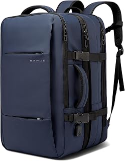 BANGE Sac à dos de voyage convertible durable pour ordinateur portable de 17,3" pour homme et femme (bleu 45L)
