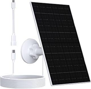VUEBEE 7W Solar Panel for EufyCam, USB-C and Micro USB Charger | IP65 Waterproof Design, 360° Adjustable Mount, 9.8ft Cable, Outdoor Camera Charging