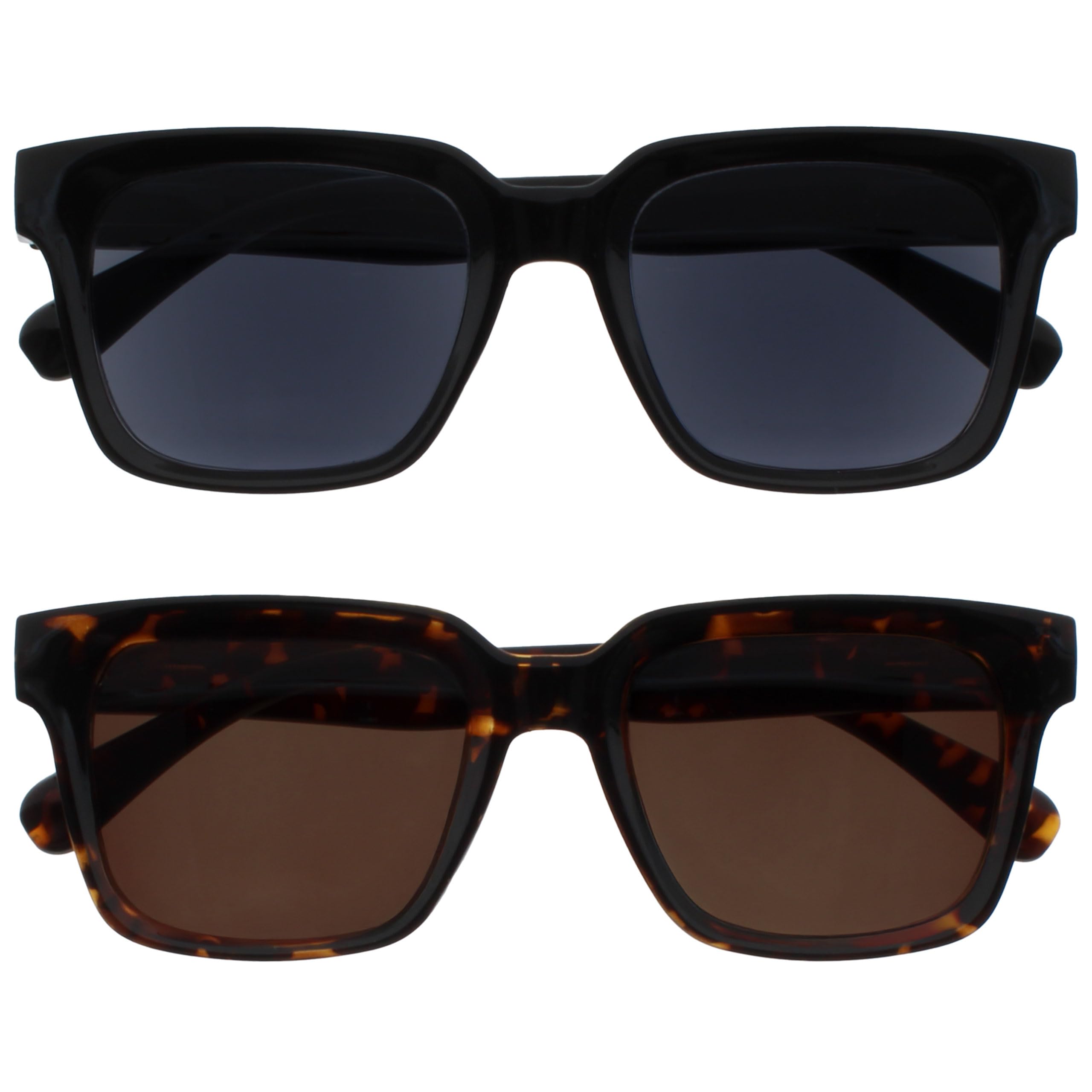 OPULIZE RA Reading Black & Brown Anti-Glare UV400 Sunglasses, Oversized Rectangl