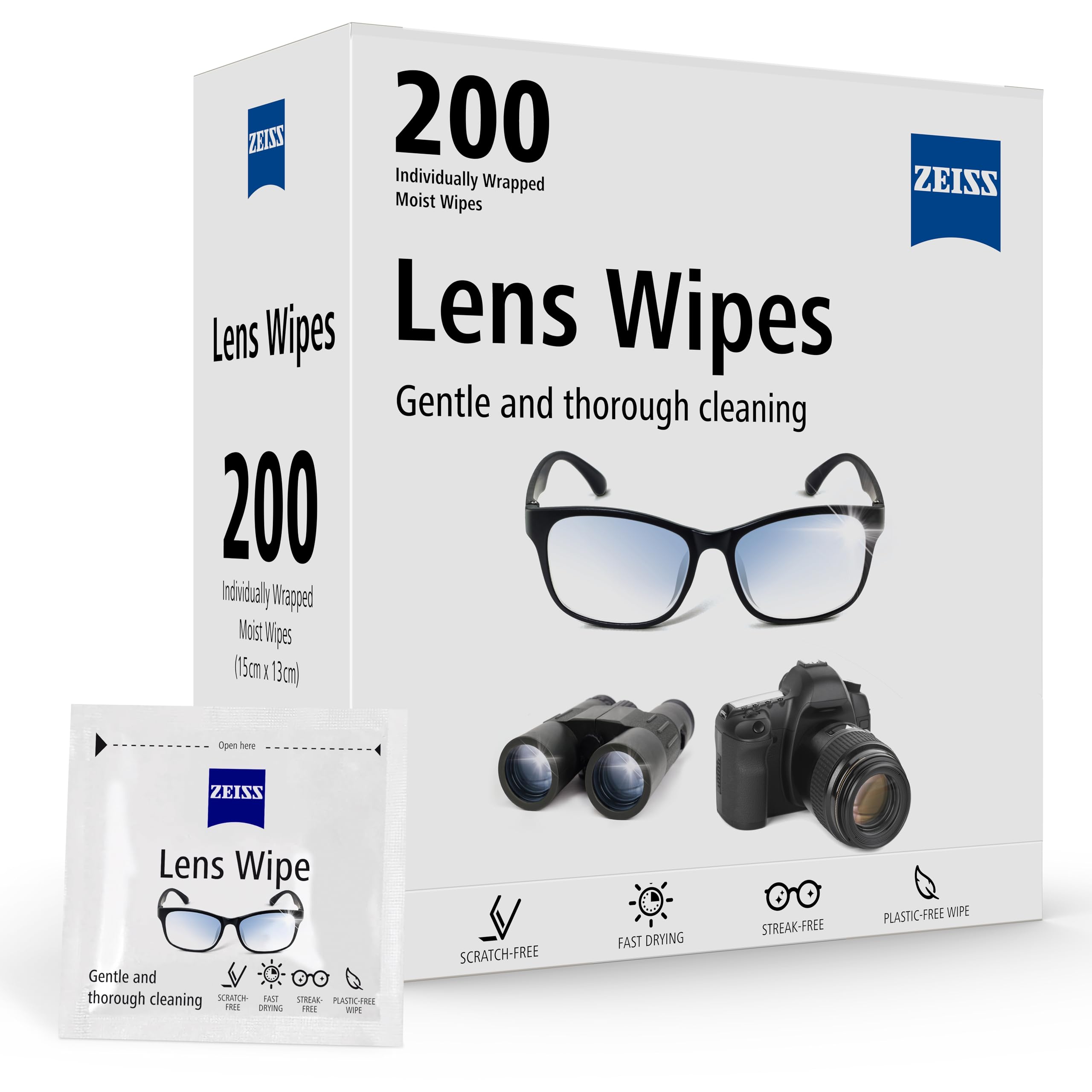 ZEISS Lens Wipes, Lens Cleaner for Glasses, Cameras & Binoculars,Individually Pa
