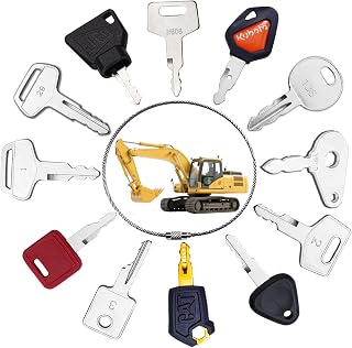 12 Pcs Dumper Keys, Ignition starter Key Set, Construction Universal Ignition Starter Switch Spare Key Set for Agricultural and Excavator Machinery Dump Truck Digger Tractor Bulldozers Excavator Doze