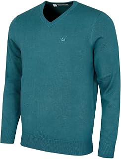 Calvin Klein Mens 2026 V-Neck Soft Cotton Easy Care Golf Sweater