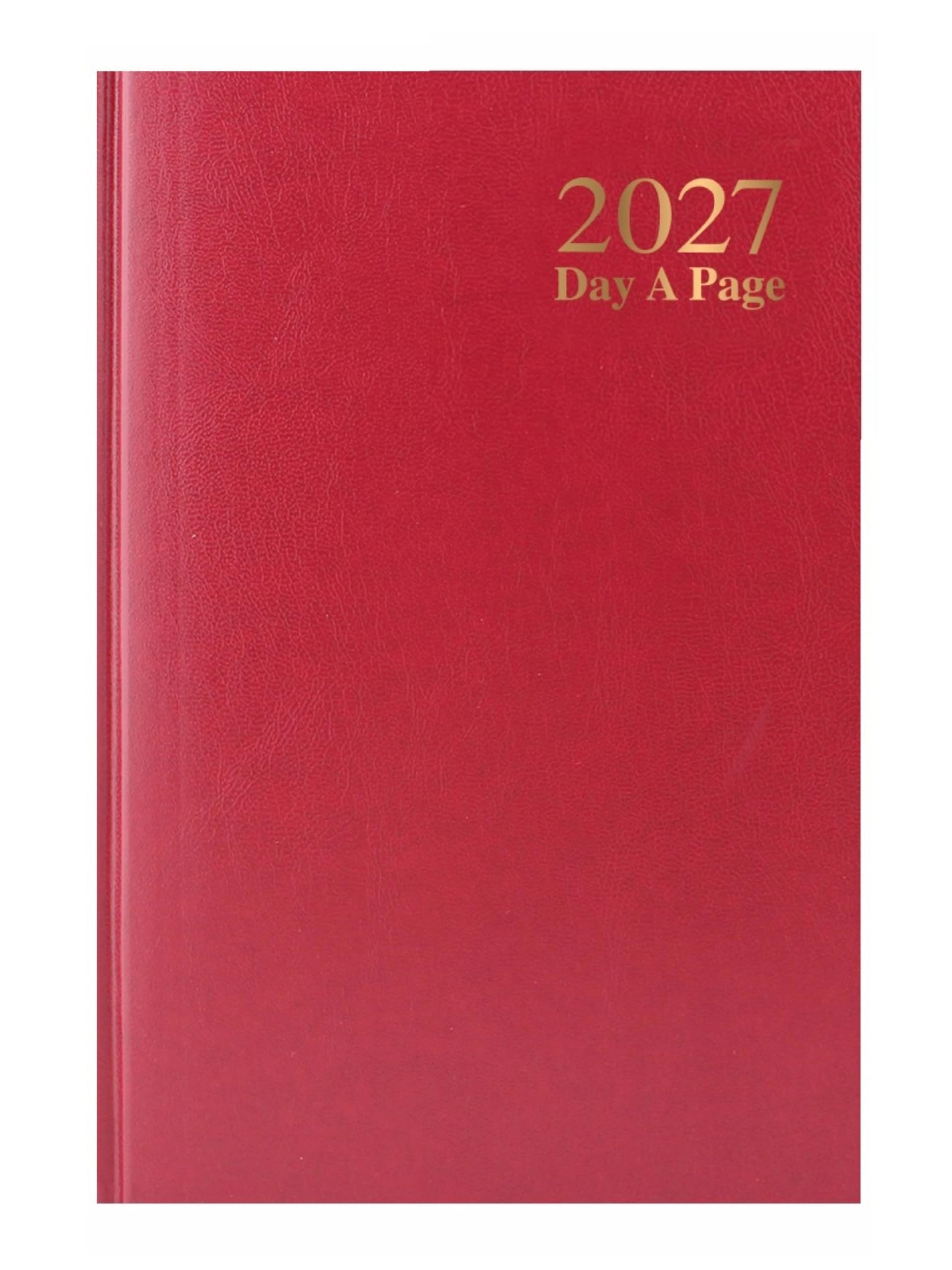 2027 A5 Diary Page per Day Burgundy/Red