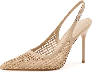 Adrizzlein Slingback Heels for Women Stiletto High Heels Pumps