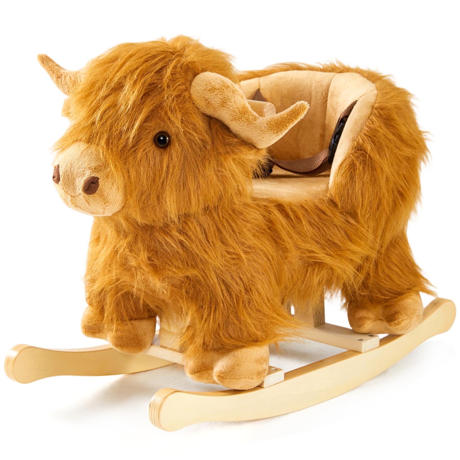 Baby Rocking Horse,Highlander Cattle Wooden Rocking Horse for Toddlers 1 Year Ol