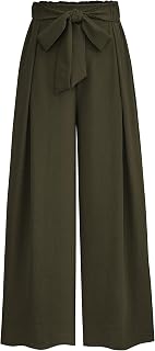 PRETTYGARDEN Women Work Trousers Wide Leg Casual High Waist Loose Palazzo Trousers Summer Wear