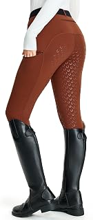 FitsT4 Women's Winter Equestrian Breeches Full Seat Silicon Grip Riding Tights Fleece Lined Horse Riding Pants Horseback with Pockets